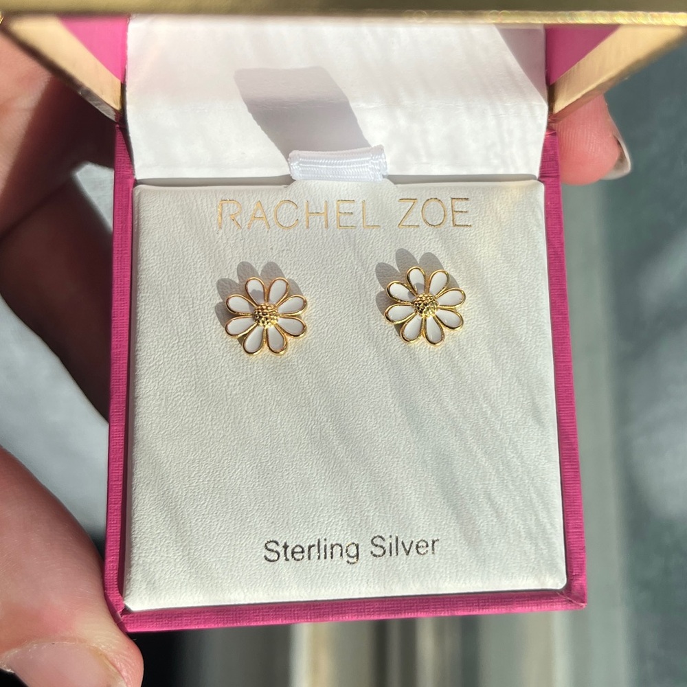Brand New Rachel Zoe Pink and Gold Flower Earrings